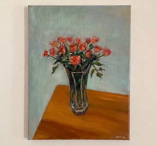 Roses in Glass Vase